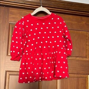 Vintage 90s Eagle's Eye Red Heart Long Sleeve Girls Dress Sz 3T